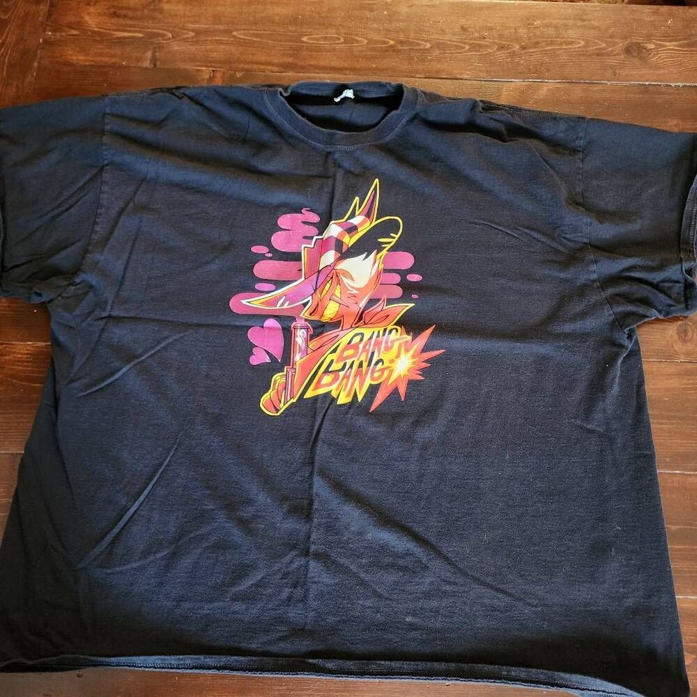 Port & Company Helluva Boss Striker Bang-Bang Black Graphic Shirt Animated Seri